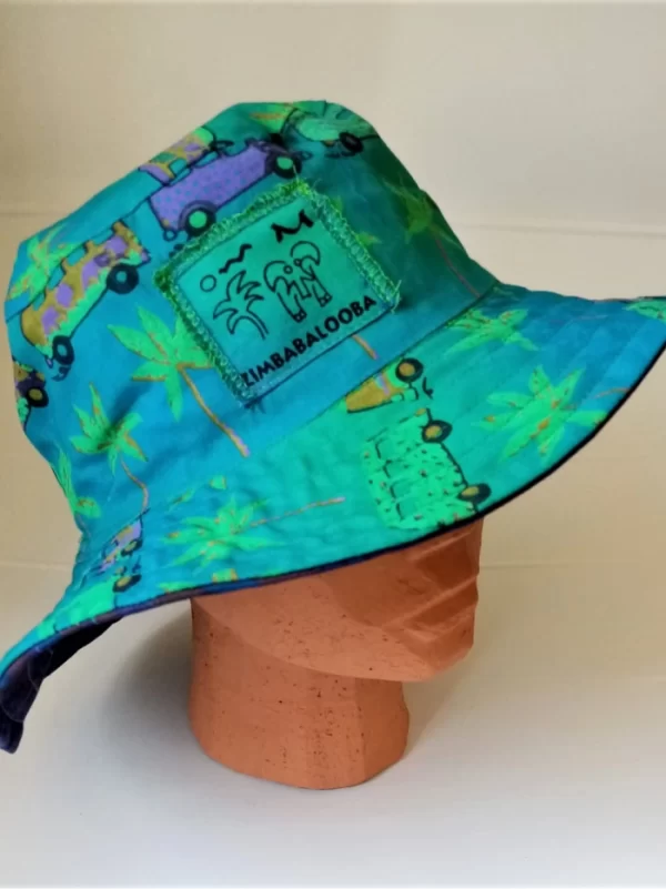 Blue VanGoh / Purple CamoFrogs Reversible Sun Hat - Image 5