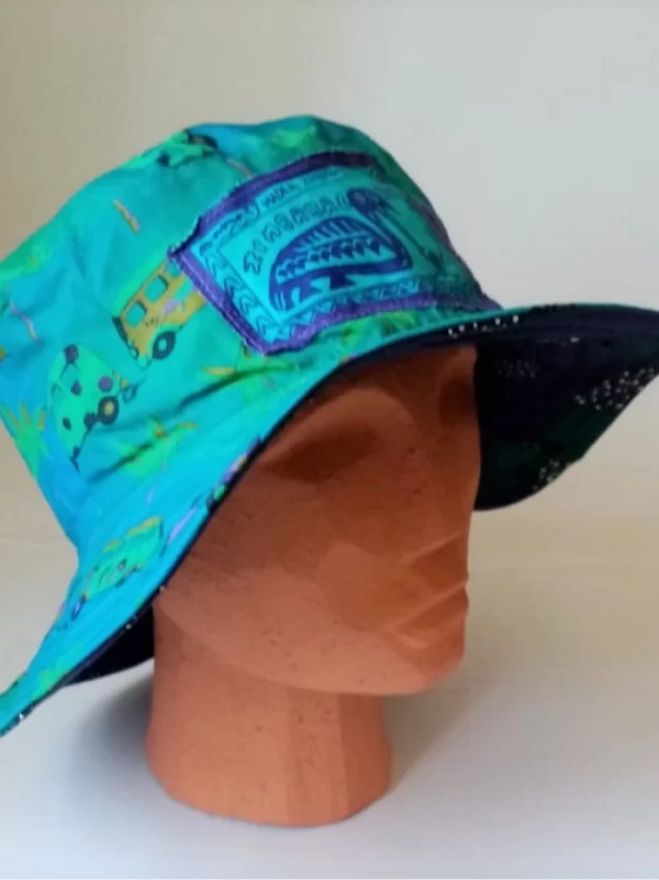 Blue GuineaFowl / Sky VanGoh Reversible Sun Hat