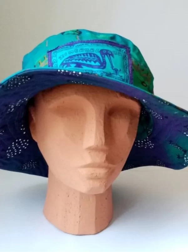 Blue GuineaFowl / Sky VanGoh Reversible Sun Hat - Image 2