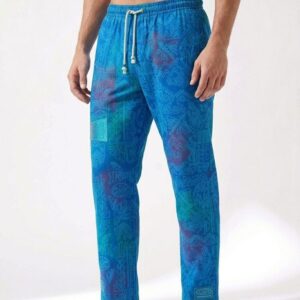 Geometric Azure & Teal Trousers