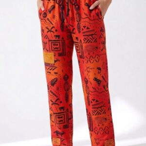 Red-to-Orange Gradient Safari Icons Trousers