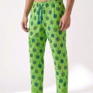Lime Green Turtle Motif Trousers